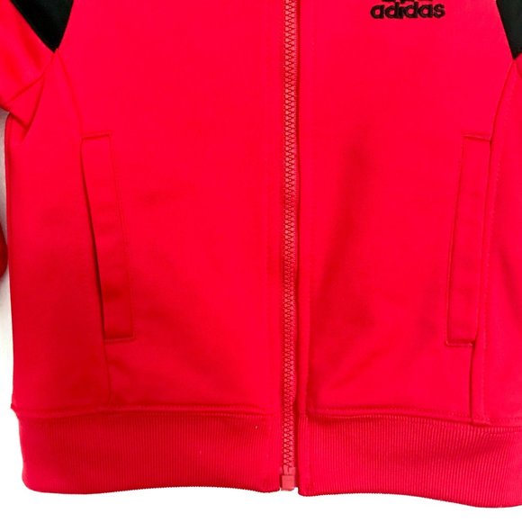 ADIDAS KIDS DESIGNER red jacket 1 full ZIP boy or girl stylish SPORTS winter ♡ - Picture 6 of 7